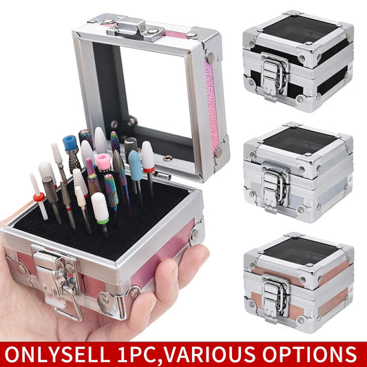 25 Holes Portable Design Lightweight Nail Drill Bit Storage Box Multifunctional Desktop Organizer Container, Nail Supply Organizer, Nail Grinding Head Storage Display Case for Manicure Pedicure Salon Use Nail Art Accessories