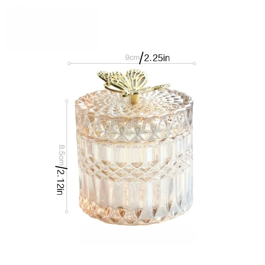 Creative Crystal Glass Butterfly Storage Jar, Glass Storage Container, Home Bedroom Decor, Jewelry Box, Makeup Cotton Holder, Toothpick Organizer, Decorative Jar, Glass Storage Jars, Glass Containers