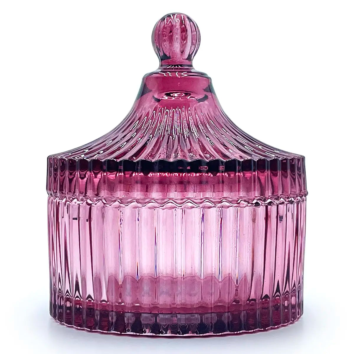 Purplish Red Lead-Free Glass Canister with Lid - Minimalist Can-Shaped Jar, Small/Large Options, Kitchen Preserving Container, Jewelry/Candy Dish, Office Accessories Storage, Crystal Look with Dazzling Light