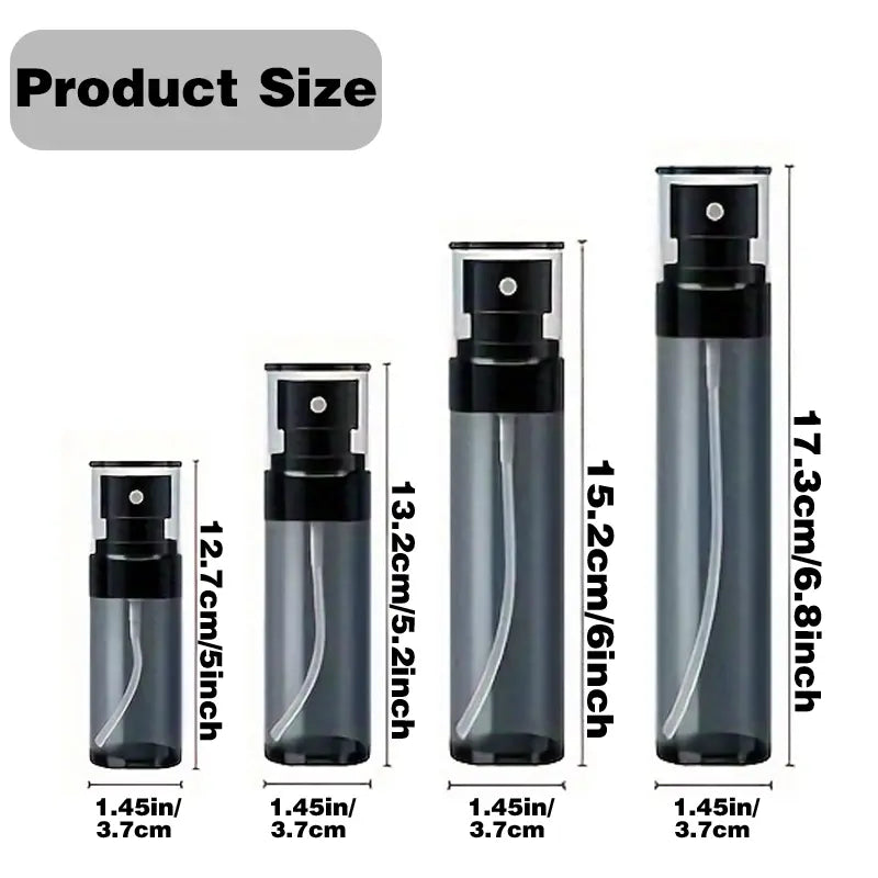 Black Cylindrical Mini Fine Mist Spray Bottle (1 Pack, 60ml/80ml/100ml/120ml) - Black Plastic Discreet Content Storage, Leak-proof Carry, Reusable Refillable Multi-use Spray Cosmetic Container, Travel Size Kitchenware Accessory