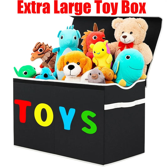 32gal Classic Rectangle Linen Fabric Storage Bin with Lid - Collapsible, Sturdy Extra Large Organizer for Kids, Clothes, Nursery Playroom - 26.8x13.8x16in Multi-Purpose Home Supply