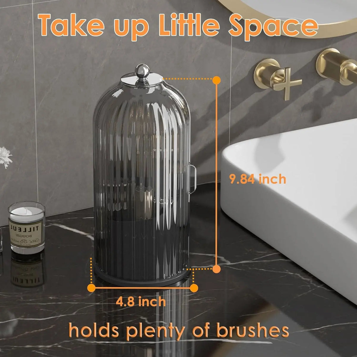 360-Degree Rotating Makeup Organizer with Transparent Dust-Safe Slide Lid & Latch, Dust-Proof Washable Bathroom Organizer for Vanity & Desktop, Makeup Brush Holder Container (1 Count) summerwins,sohochic