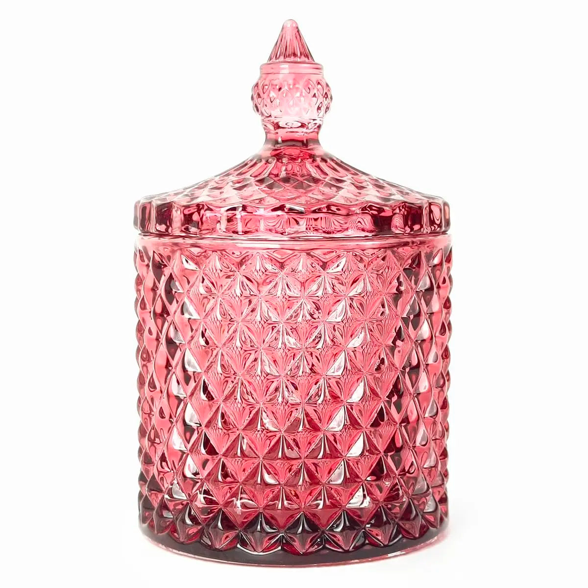 Purplish Red Lead-Free Glass Canister with Lid - Minimalist Can-Shaped Jar, Small/Large Options, Kitchen Preserving Container, Jewelry/Candy Dish, Office Accessories Storage, Crystal Look with Dazzling Light