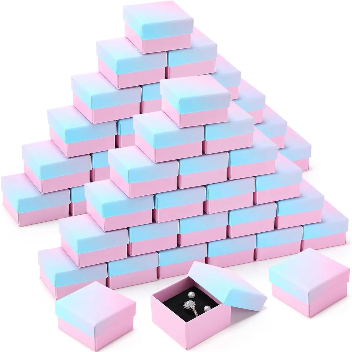 72 count  Ring  Boxes Bulk 2 x 2 x 1.2 Inch Ring Necklace Earring Boxes for Weddings Christmas
