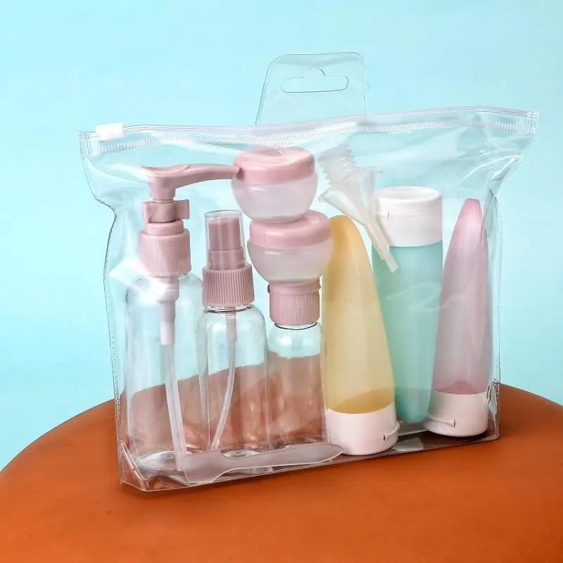 3pcs/11pcs Portable Refillable Design Bottle Travel Set, Plastic Travel Bottle, Container Set, Toiletries Storage Bottle, Bath and Wash Separate Bottles, Ideal for On-The-Go Use