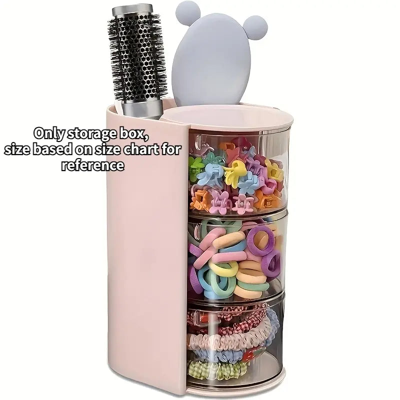 Three-Layer Rotating Makeup Organizer, Transparent Compartment Design, Space-Saving Storage for Brushes and Accessories, Perfect Gift for Women