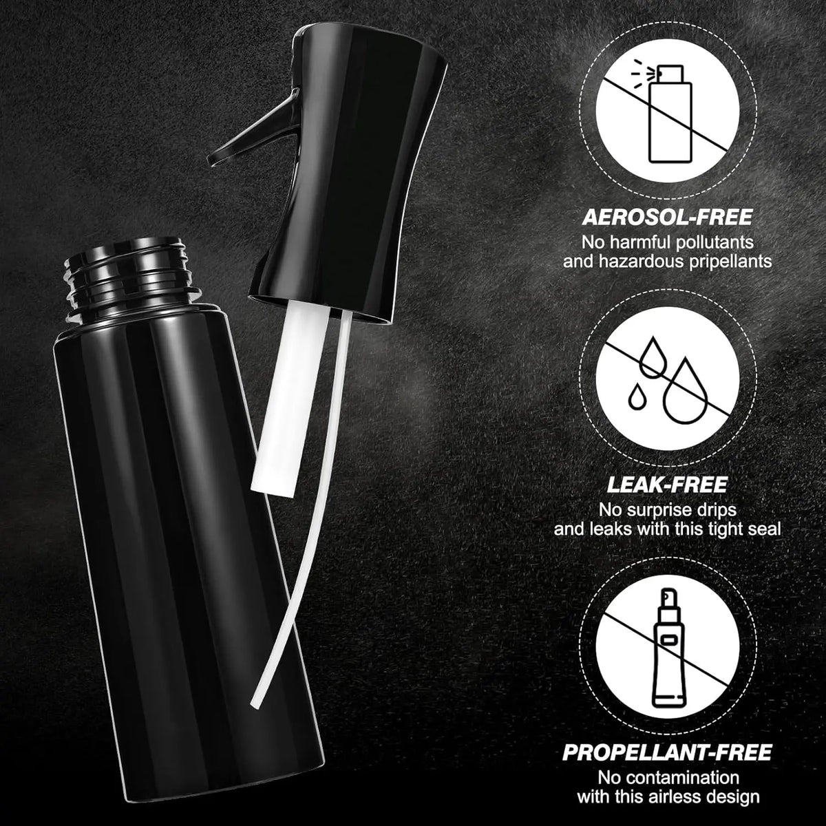 2-Pack Continuous Fine Mist Spray Bottles for Hair - Ultra-Fine Mist for Hairstyling, Cleaning, Plants & More - BPA-Free, Leak-Proof, 360° Spray, Durable - 300 ml/10.1oz per Bottle - Unisex