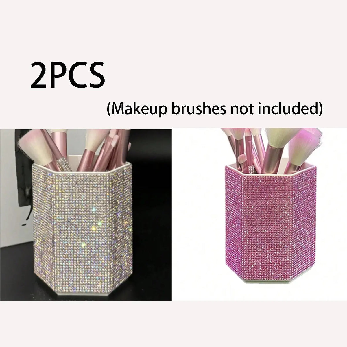 Hexagonal Crystal Makeup Brush Holder, Large Capacity, Decorative Shiny Surface, Multifunctional Cosmetic Storage Rack, Makeup Organizer Box for Bedroom Vanity Desk, Cosmetic Organiser, Cosmetic Organizers