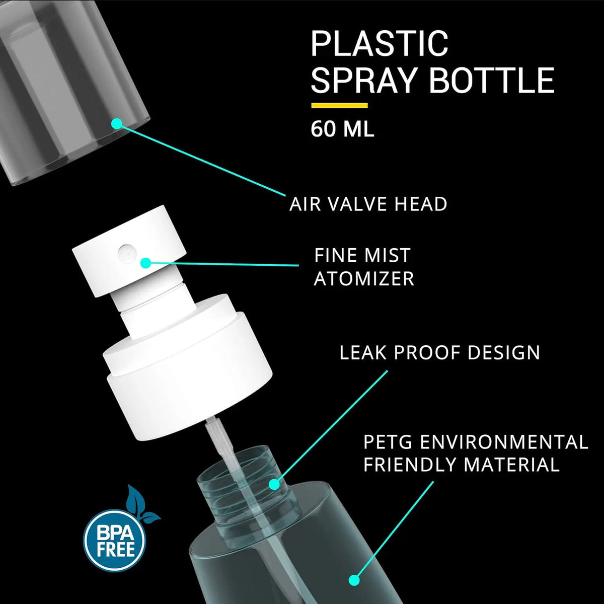 3pcs Small Spray Portable Transparent Spray Bottle Travel 100ml Fine Mist Mini Empty Spray Bottle Refillable Spray Containers - Leak-Proof - For Toner, Face, and Hair Spray, Pump Bottles Set