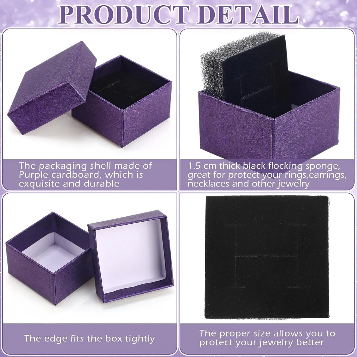 72 count  Ring  Boxes Bulk 2 x 2 x 1.2 Inch Ring Necklace Earring Boxes for Weddings Christmas