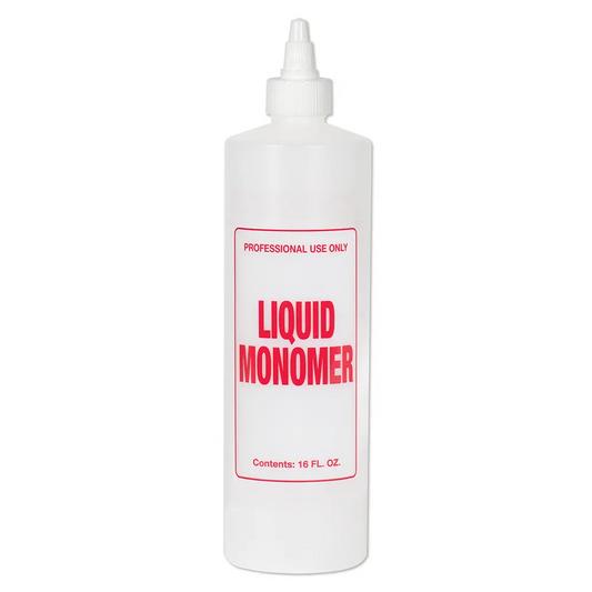 Soft 'N Style 16oz Plastic Pre-Labeled Imprinted Liquid Monomer Refill Bottle with Twist Top Lid - Home Supplies Container, Storage Bottles & Jars with Bright Red Letters