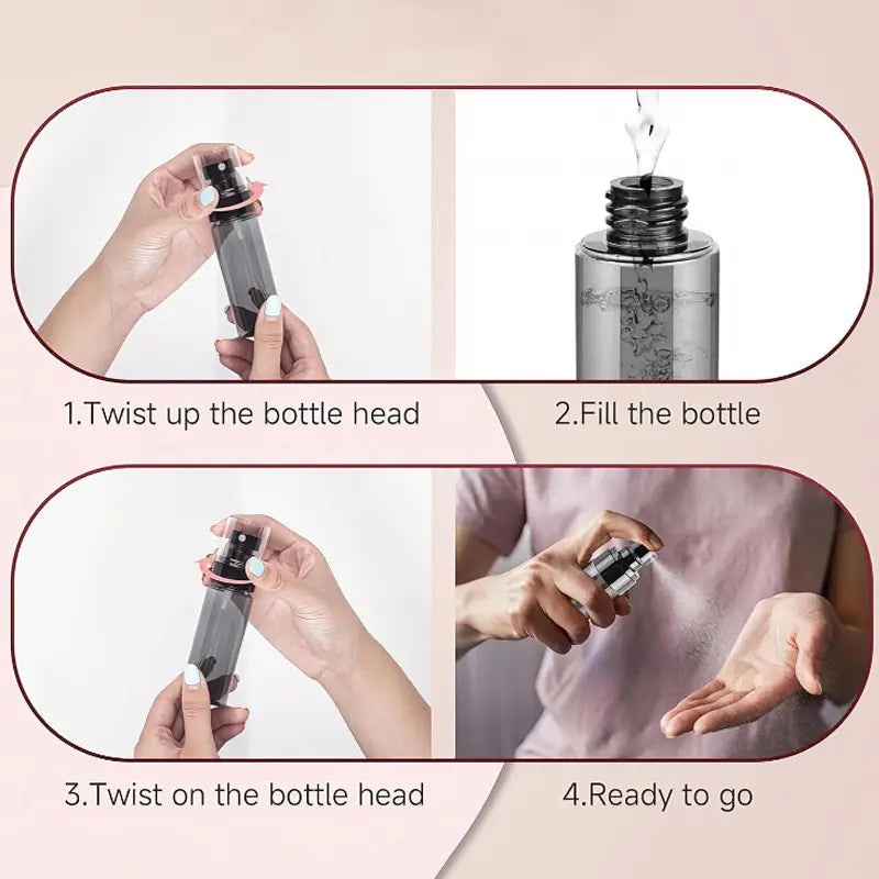 Black Cylindrical Mini Fine Mist Spray Bottle (1 Pack, 60ml/80ml/100ml/120ml) - Black Plastic Discreet Content Storage, Leak-proof Carry, Reusable Refillable Multi-use Spray Cosmetic Container, Travel Size Kitchenware Accessory