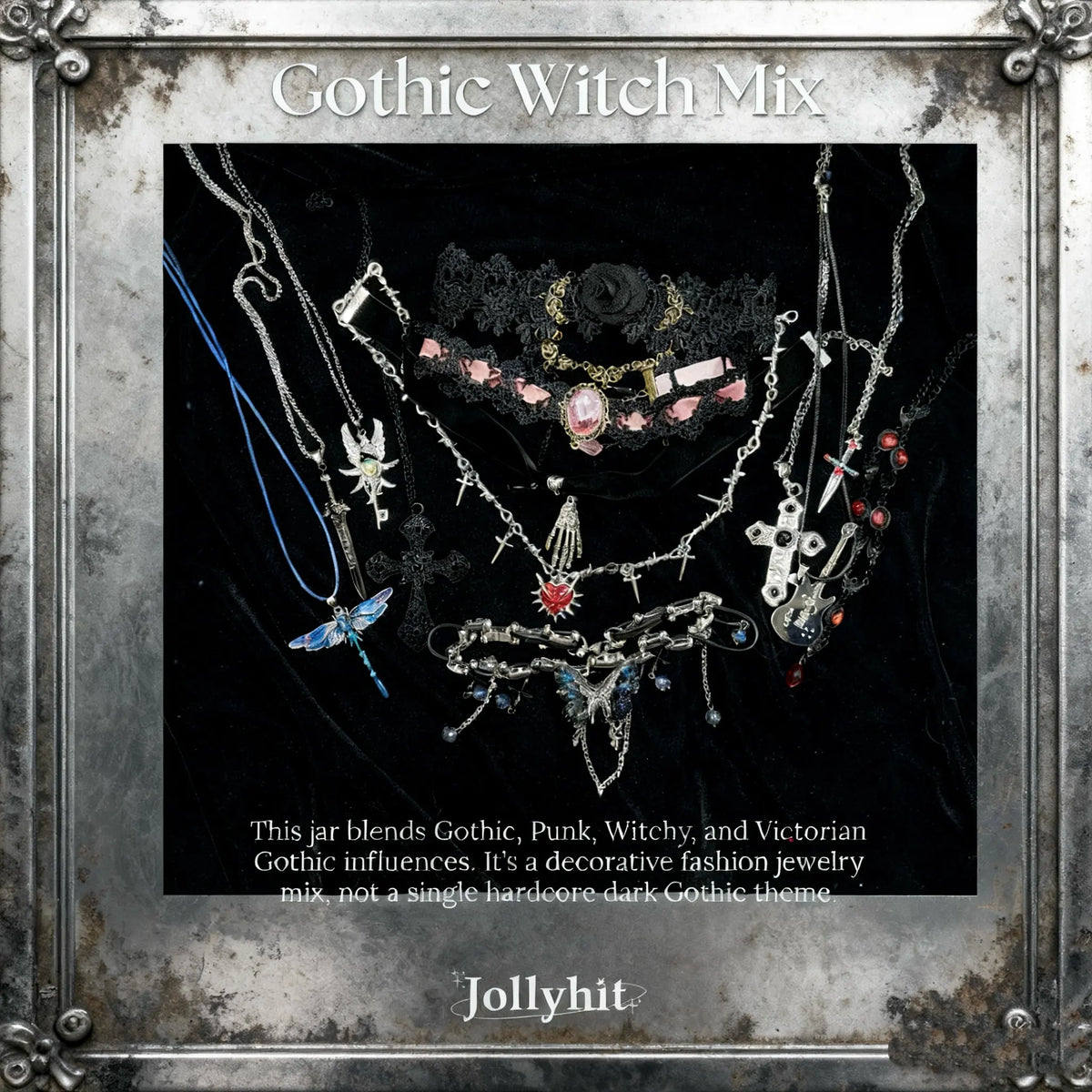 Jollyhit Light Goth Mystery Jewelry Jar –Costume Light Goth with Witchy & Punk Aesthetic, Birthday, Bestie & Girlfriend Gift SpringStatements , womens gifts,emo accessories summerwins