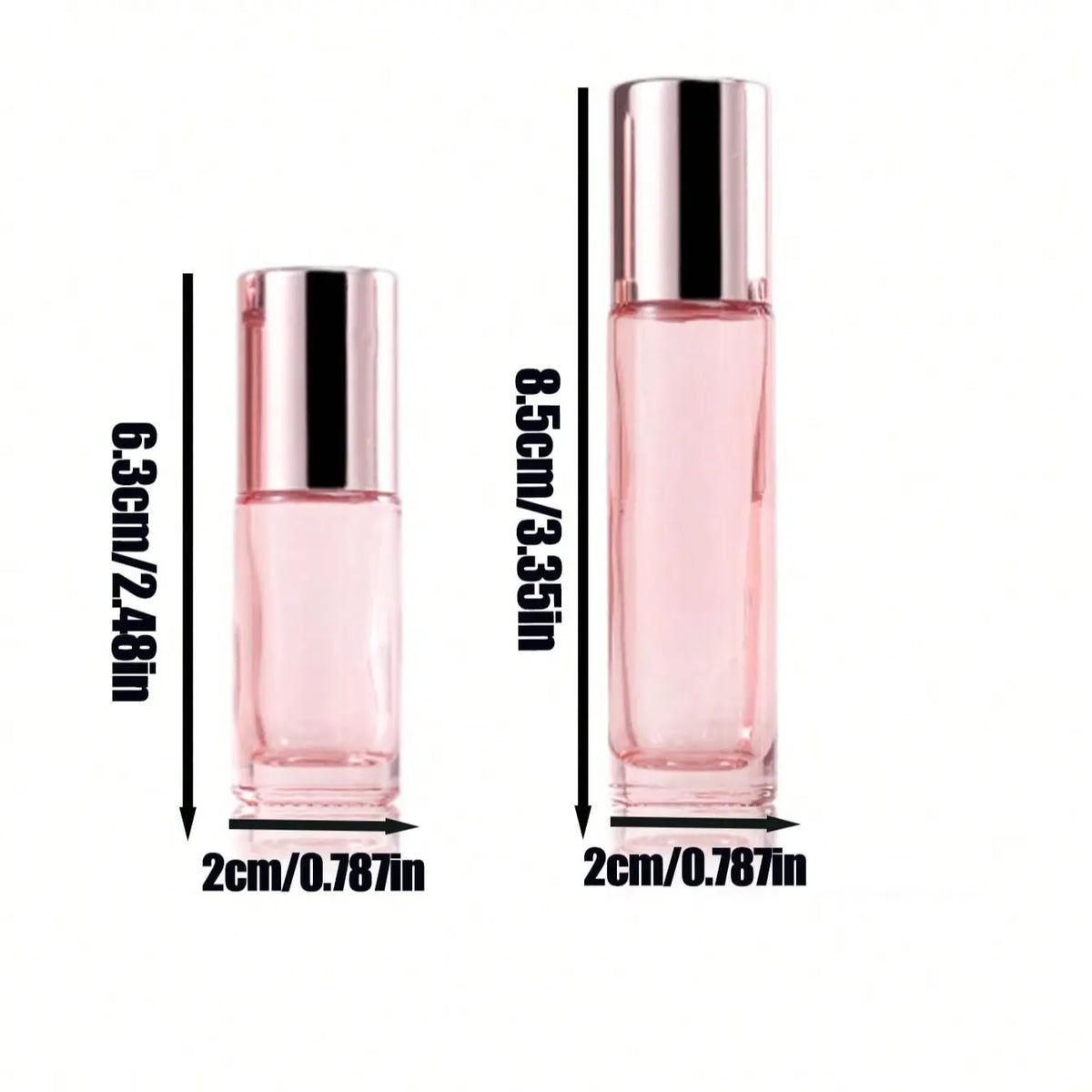 Rose Gold Glass Roller Ball Bottle, Essential Oil Bottle, Perfume Roller Ball Bottle, Travel Size, Reusable, Refillable Design, Stainless Steel Refillable, Stainless Steel Roll-On Cap, Scented Oil Bottles, Oil Container