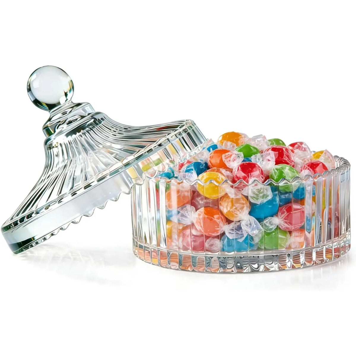 BPA-Free 14Oz/414Ml Round Glass-Look Canister with Lid, Decorative Candy Dish for Office Desk (1-Piece)