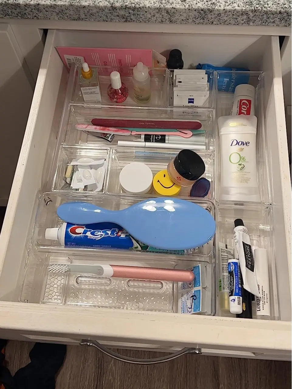 Clear Plastic Drawer Organizer Tray for Makeup, Kitchen Utensils, Jewelries and Gadgets