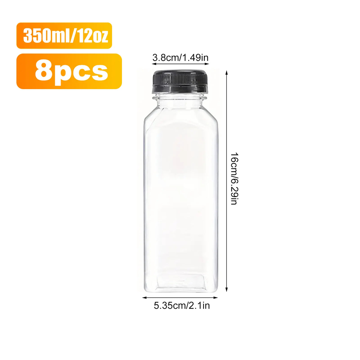8 Pcs Mini Plastic Juice Bottles with Caps, Reusable Clear Drink Containers, Reusable Beverage Containers, Coffee Container, Leakproof Wide Mouth, Dishwasher Safe, Travel Essentials