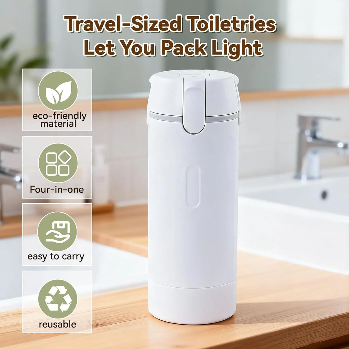 4-in-1 Leakproof Reusable Travel Vials Bottles, Compact Refillable Portable Containers for Skincare Products, Household Detergent, Garden Supplies Storage, Ideal for Travel, Camping,sohochic