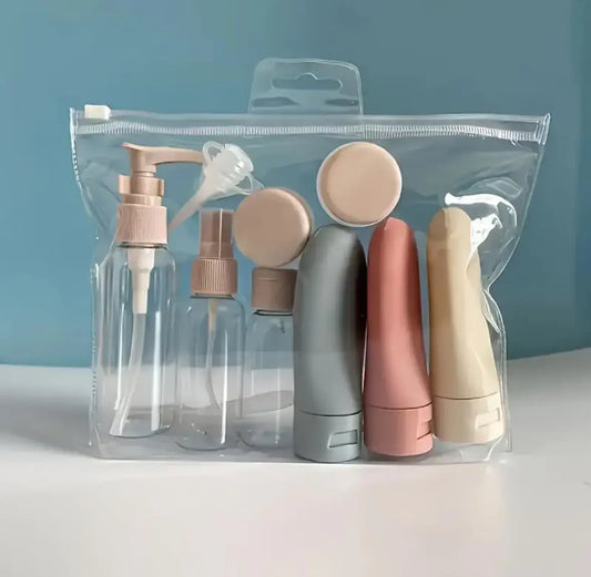 11pc Colorful Waterproof Lightweight Plastic Travel Toiletries Bottles - Empty Refillable Lotion & Cream Containers With Storage Bag, Summer Travel Essentials, Ideal Gift, Sohochic sohochic