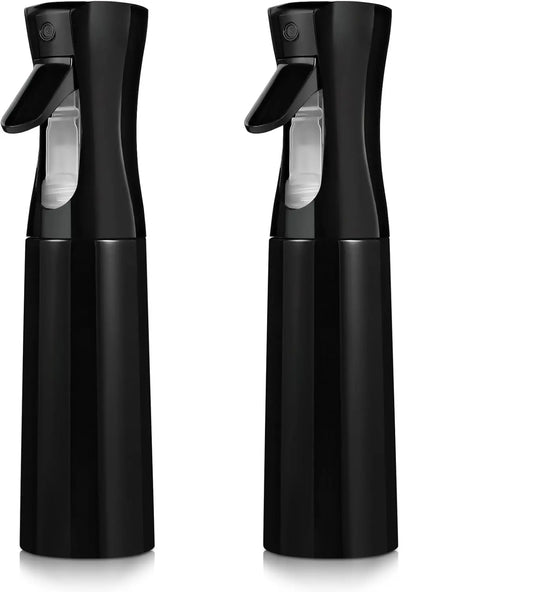 2-Pack Continuous Fine Mist Spray Bottles for Hair - Ultra-Fine Mist for Hairstyling, Cleaning, Plants & More - BPA-Free, Leak-Proof, 360° Spray, Durable - 300 ml/10.1oz per Bottle - Unisex