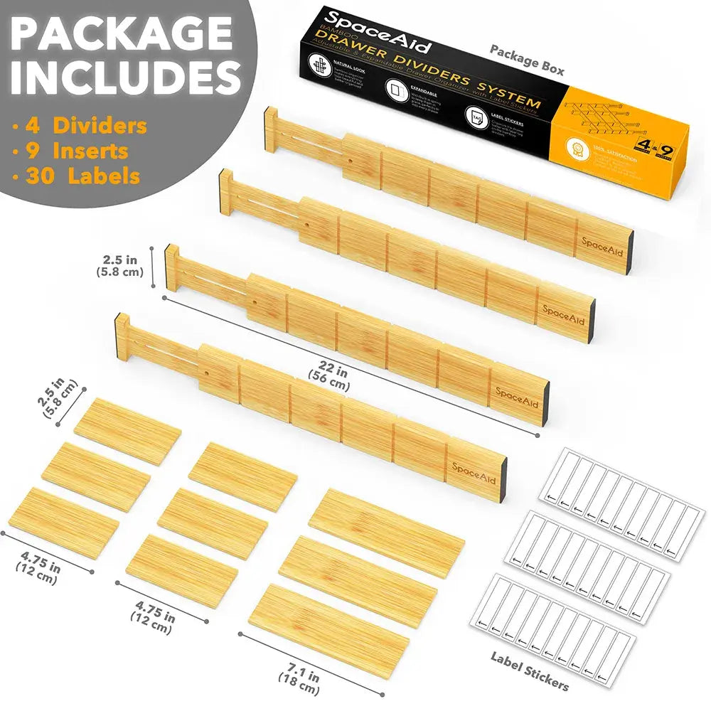 SpaceAid® Bamboo Drawer Organizer Expandable Drawer Dividers