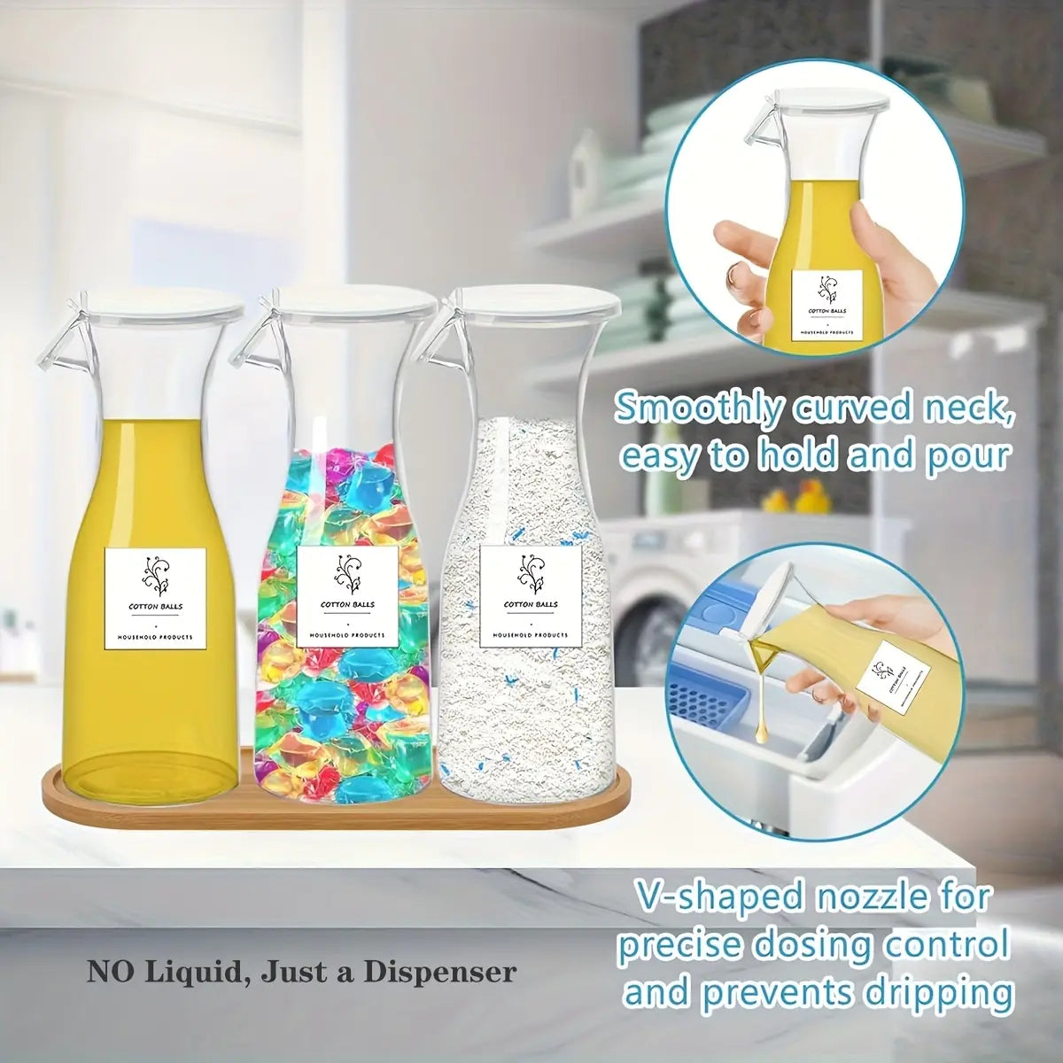 2/3 Pack Laundry Detergent Dispenser with Waterproof Label and Refillable Design for Laundry Room Organizing, Fabric Softener Dispenser, Laundry Soap Dispenser Liquid Laundry Detergent Container, Laundry Detergent Organizer, Refillable Bottle