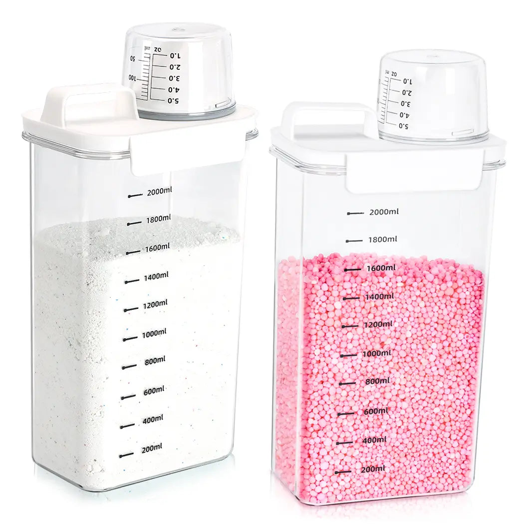 Scent Booster Beads Storage Canister - 61 oz (1400ml) Transparent Plastic Rectangle French Country Dustproof Flip-Top Closure Organiser, 5.1x3.1x9.4in Storage Organizer for Laundry Room, Balcony, Holds Beads, Powder, Soda, Laundry Detergent