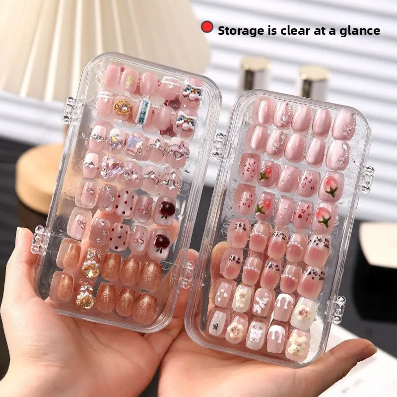 3-Fold Transparent Plastic Modern Beauty Nail Art Storage Box Set with Adhesive Sheet - 10x5x16cm Collapsible Storage Organizer, Portable Manicure Case Designed for Desktops, Home & Salon Nail Supplies