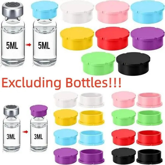 24 Packs Glass Vial Protective Vial Caps 3ml & 5-100ml Reusable Peptide Vials Covers Lids Cover Leak and Dust Proof Cap Storage Boxes for 3ml 5ml 10ml, Colors for Organization Classification
