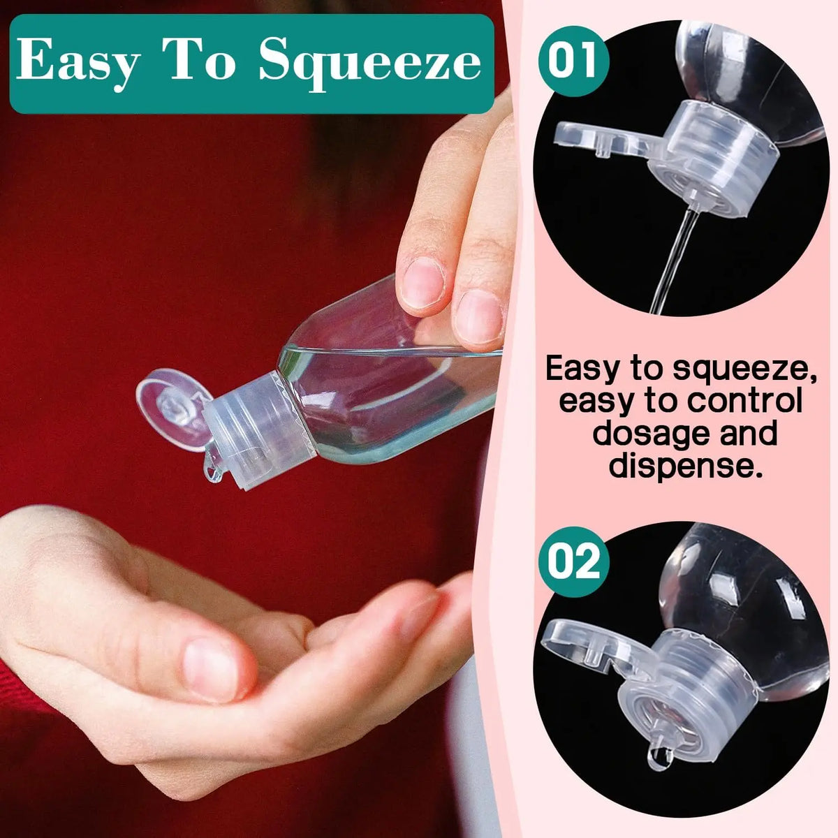 50PCS 3.4 oz Travel Bottles Tsa Approved Leakproof Plastic Squeezable Empty Small Bottles for Toiletries Liquids Travel Essentials with Flip Cap