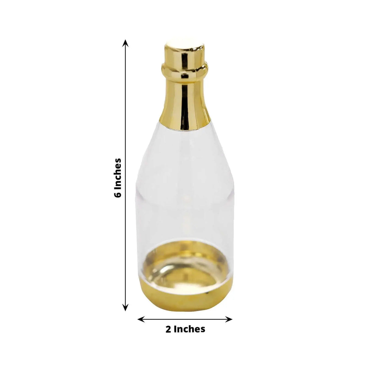 12-Pack Gold Transparent Champagne-Shape Open-Bottomed Fillable Mini Candy Containers, 6in Home Organizer Glass Storage Jars, Storage Bottles & Jars for Wedding Baby Shower Treat Favors