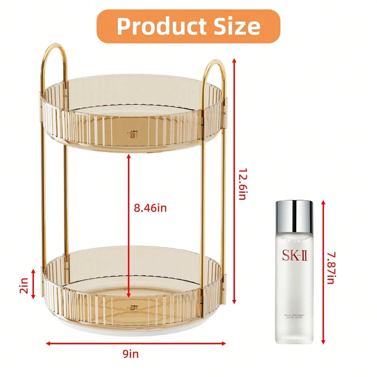 360 Rotating Makeup Organizer And Storage For Vanity Countertop 2 Tiers High Capacity Cosmetic Skincare Perfume Organizer For Dresser Bathroom Lazy Organizers Clear