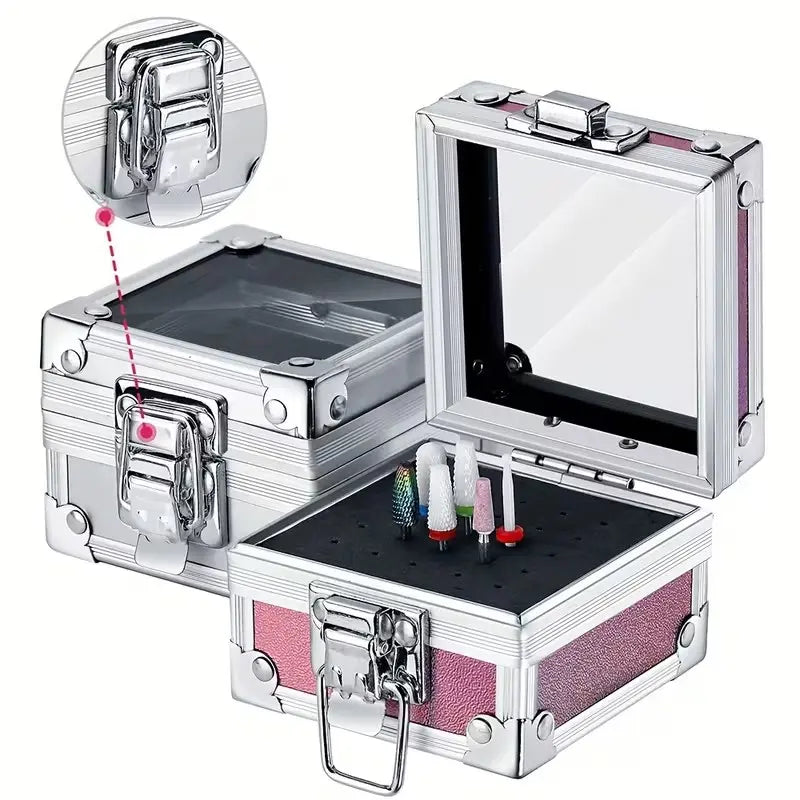 25 Holes Portable Design Lightweight Nail Drill Bit Storage Box Multifunctional Desktop Organizer Container, Nail Supply Organizer, Nail Grinding Head Storage Display Case for Manicure Pedicure Salon Use Nail Art Accessories