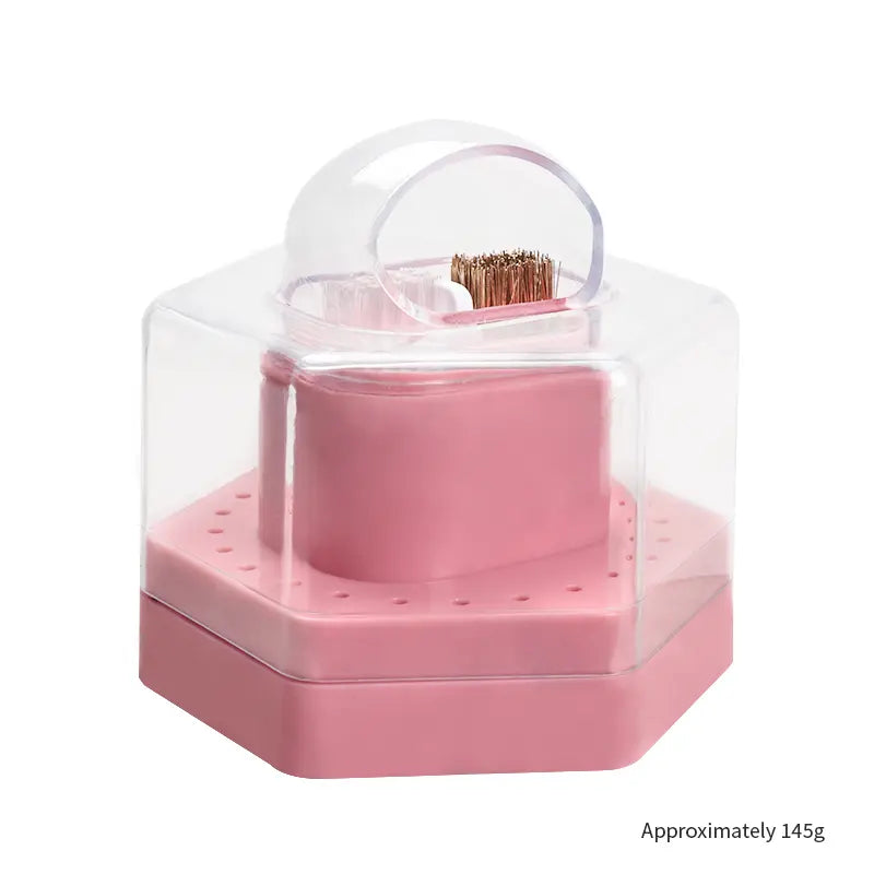24-Hole Nail Art Drill Cleaning Storage Box with Brush & Grinding Head Holder - Heavy-Duty Acrylic Organizer with 24 Holes, Tool Organization, Ideal for Professional & Home Use, 24 Holes Nail Drill Bits Organizer