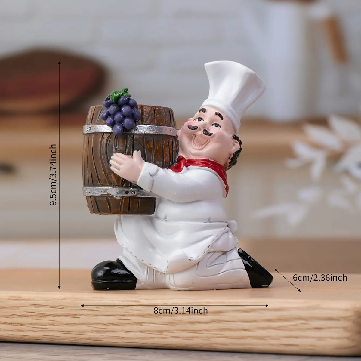 Charming Chef Theme Fun Decorative Toothpick Holder with Wooden Bucket, Resin Material, No Power Needed, Ideal for Home and Party Decorations
