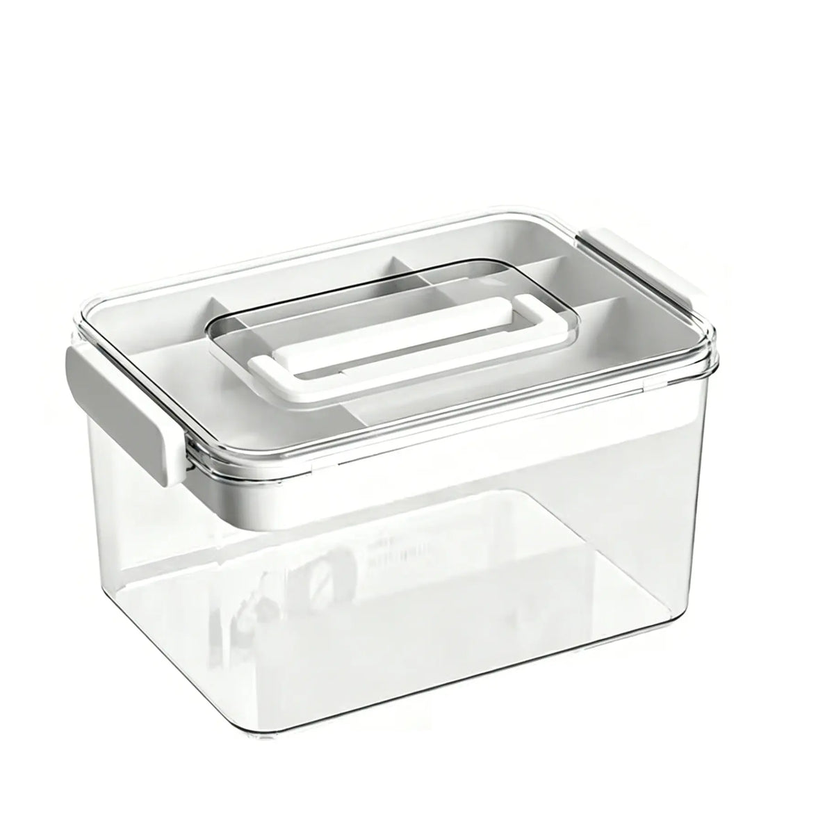 Clear Large Capacity Plastic Medicine Storage Box,Thickened Empty First Aid Case with Detachable Divider Tray,Sealed Lid Portable Organizer,Multipurpose Back to School Dorm Essentials Container for Home Office Student Campus Medical Sundry Arrangement, St