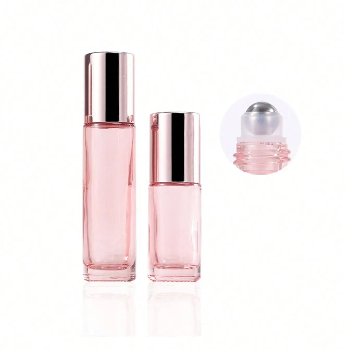 Rose Gold Glass Roller Ball Bottle, Essential Oil Bottle, Perfume Roller Ball Bottle, Travel Size, Reusable, Refillable Design, Stainless Steel Refillable, Stainless Steel Roll-On Cap, Scented Oil Bottles, Oil Container