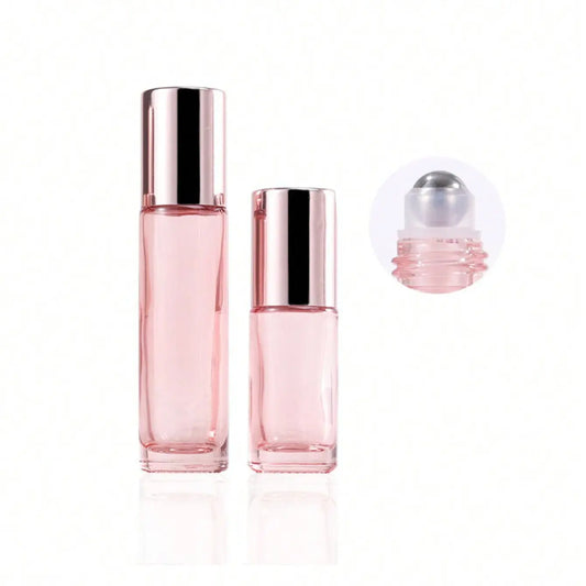 Rose Gold Glass Roller Ball Bottle, Essential Oil Bottle, Perfume Roller Ball Bottle, Travel Size, Reusable, Refillable Design, Stainless Steel Refillable, Stainless Steel Roll-On Cap, Scented Oil Bottles, Oil Container