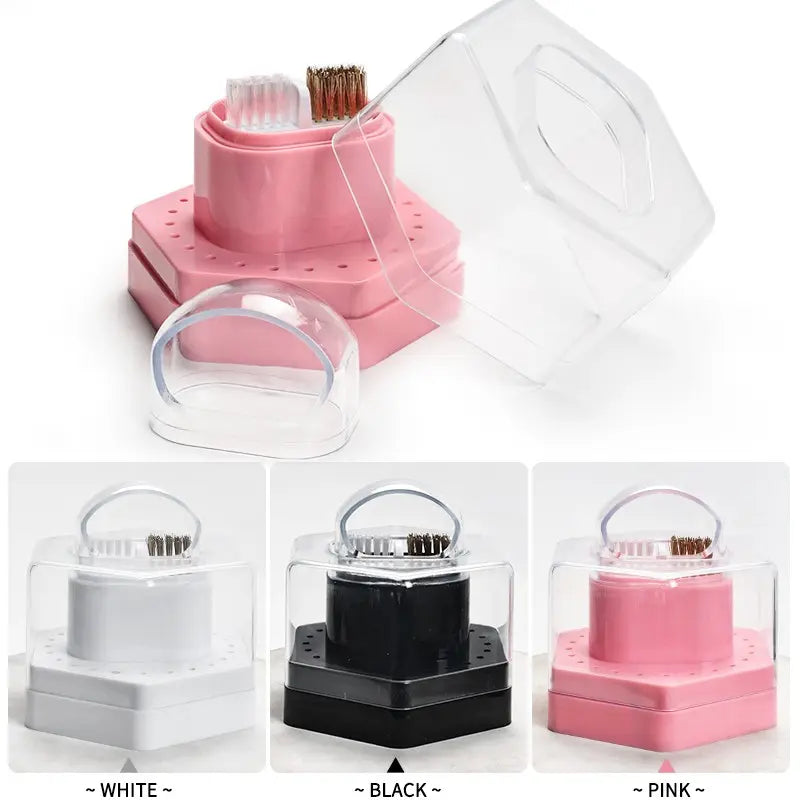 24-Hole Nail Art Drill Cleaning Storage Box with Brush & Grinding Head Holder - Heavy-Duty Acrylic Organizer with 24 Holes, Tool Organization, Ideal for Professional & Home Use, 24 Holes Nail Drill Bits Organizer