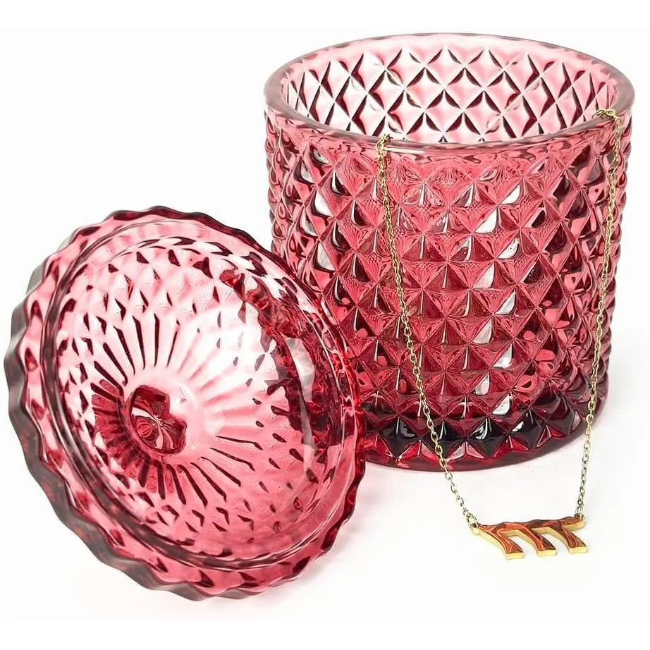 Purplish Red Lead-Free Glass Canister with Lid - Minimalist Can-Shaped Jar, Small/Large Options, Kitchen Preserving Container, Jewelry/Candy Dish, Office Accessories Storage, Crystal Look with Dazzling Light