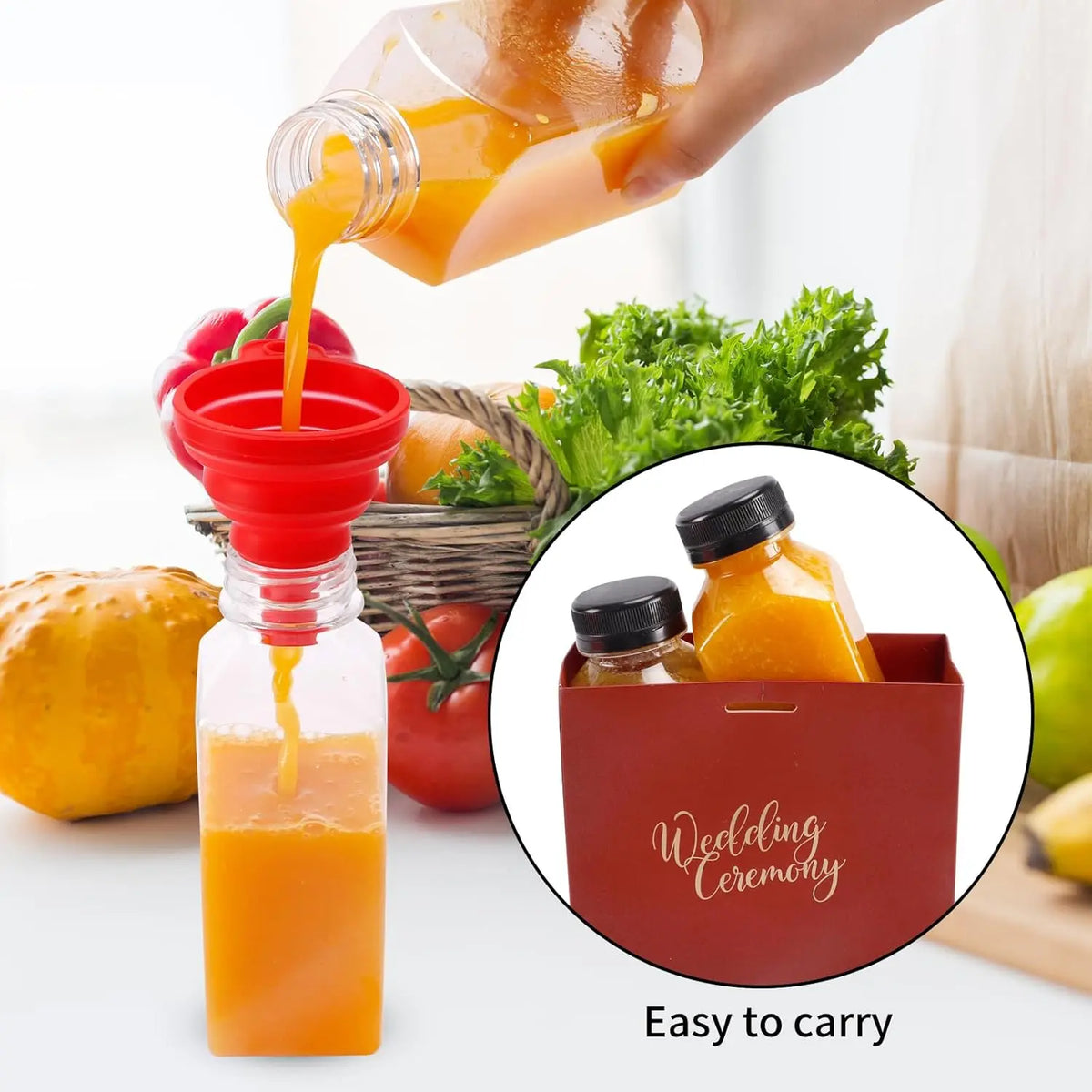 Home Improvement 20Pcs 16oz Square Shape Empty Plastic Juice Bottles with Leakproof Caps - Reusable Container Bulk Pack with Funnel for Filling, Labeling - Ideal for Cafes, Birthday Parties (Brush Compatible)