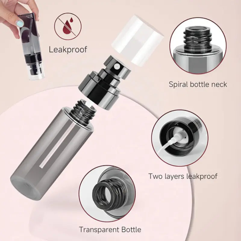 Black Cylindrical Mini Fine Mist Spray Bottle (1 Pack, 60ml/80ml/100ml/120ml) - Black Plastic Discreet Content Storage, Leak-proof Carry, Reusable Refillable Multi-use Spray Cosmetic Container, Travel Size Kitchenware Accessory
