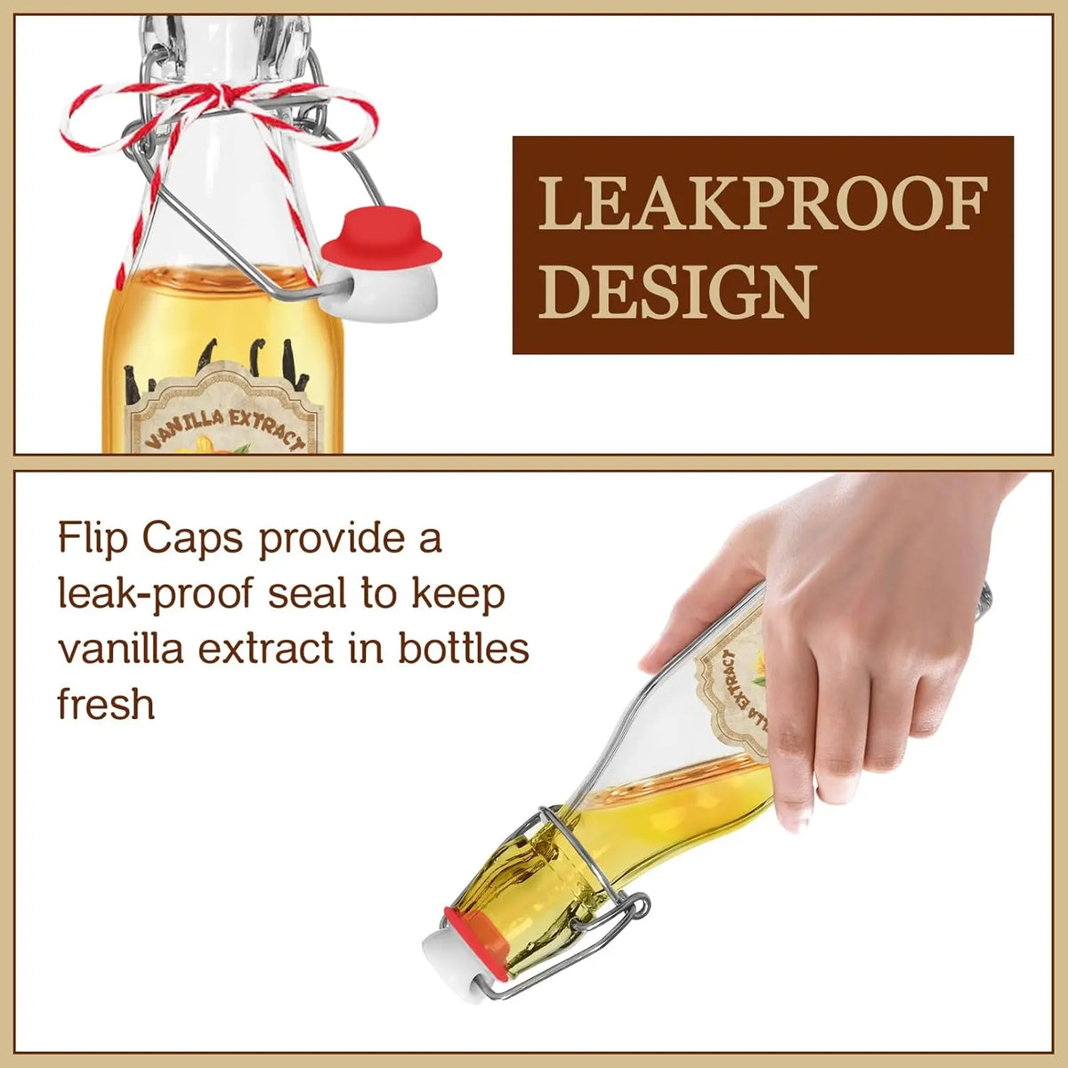 10-Pack 8oz (6 – 8.9 Fl Oz) Swing Top Glass Vanilla Extract Bottles with Flip Top Lids, Funnel & Labels – Boston Glass Storage Bottles for Syrup Gifting, Home Organizer Supplies by Sohochic
