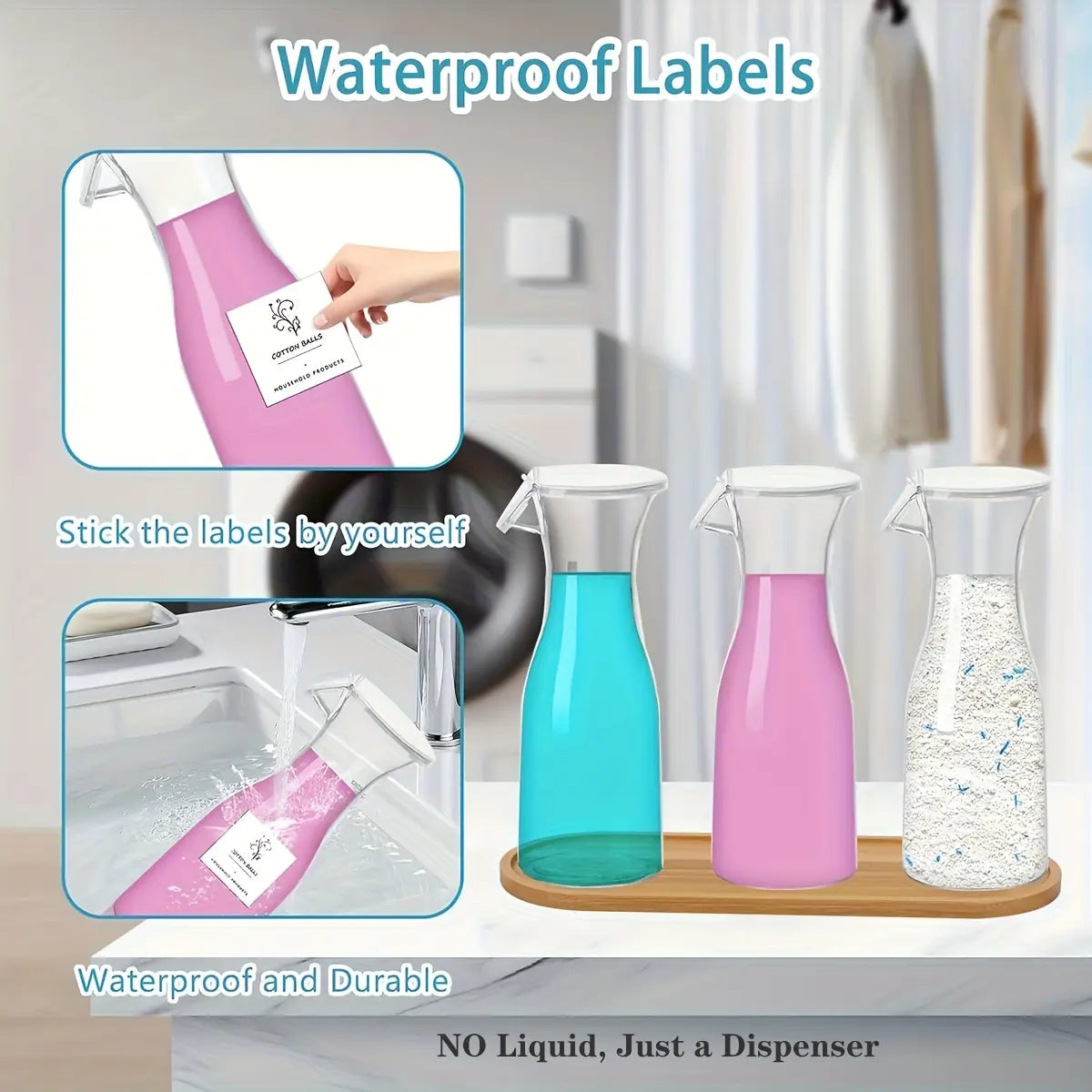 2/3 Pack Laundry Detergent Dispenser with Waterproof Label and Refillable Design for Laundry Room Organizing, Fabric Softener Dispenser, Laundry Soap Dispenser Liquid Laundry Detergent Container, Laundry Detergent Organizer, Refillable Bottle