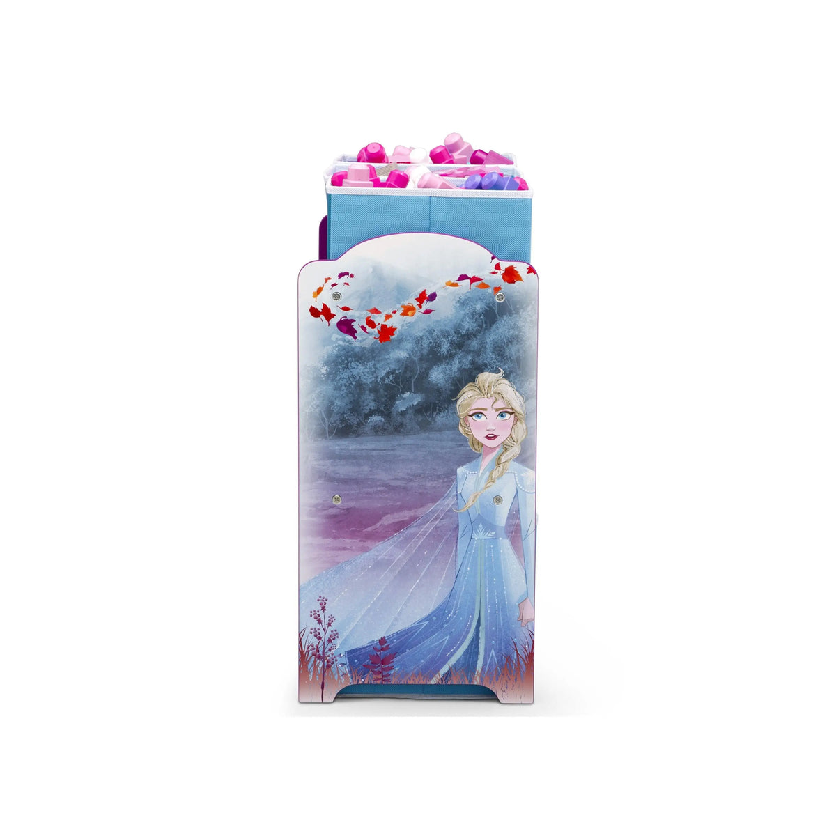 Delta Children Frozen II Themed 6-Bin Toy Organiser - Box Organiser with Vinyl-Decorated Fabric Bins, Reusable Stickers, Customizable Display Open Storage, Kid-Ready Home Decor & Storage Solution