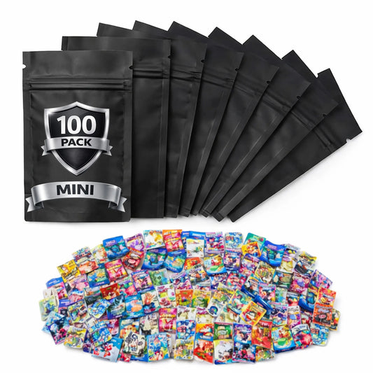 100 Pack Mini | 3" x 3.5" | Storage Bags Assorted Designs | Organizer & Retail Packaging