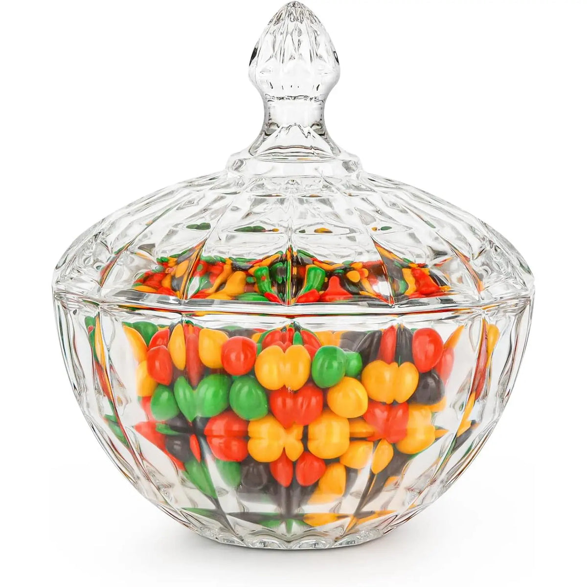 BPA-Free 14Oz/414Ml Round Glass-Look Canister with Lid, Decorative Candy Dish for Office Desk (1-Piece)