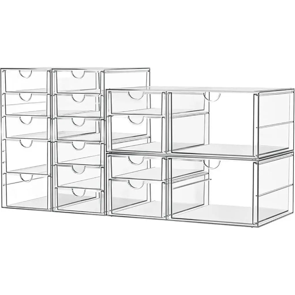 Acrylic Makeup Organizer with Drawers – Clear Stackable Storage for Cosmetics, Office, Bathroom & Craft – Dustproof, Waterproof