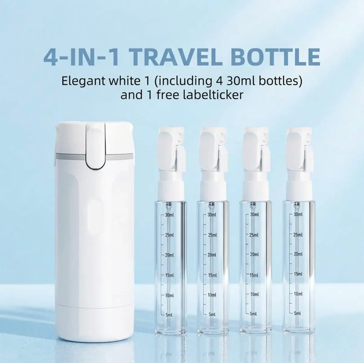 4-in-1 Portable Cosmetic Shampoo Dispenser Storage Bottle Plastic Travel Friendly Compact Design for Easy Carrying