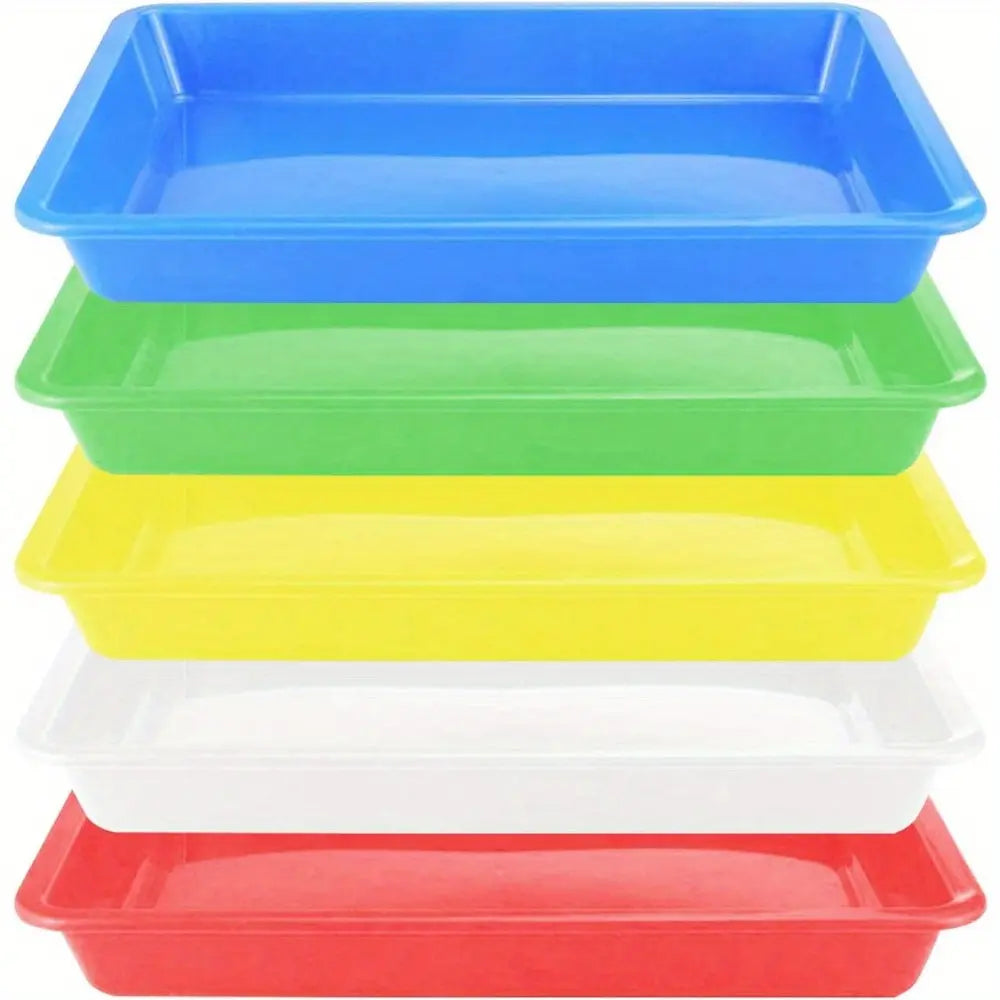 5pcs Plastic Art Trays, Stackable Activity Crafts Organizer, Serving, Jewelry Tray for DIY Projects, Painting, Beads, Organizing Supply